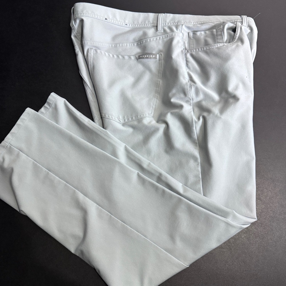 DUNNING‎ Mens 38x30 Golf Pants Gray Polyester Spandex Flat Front Performance